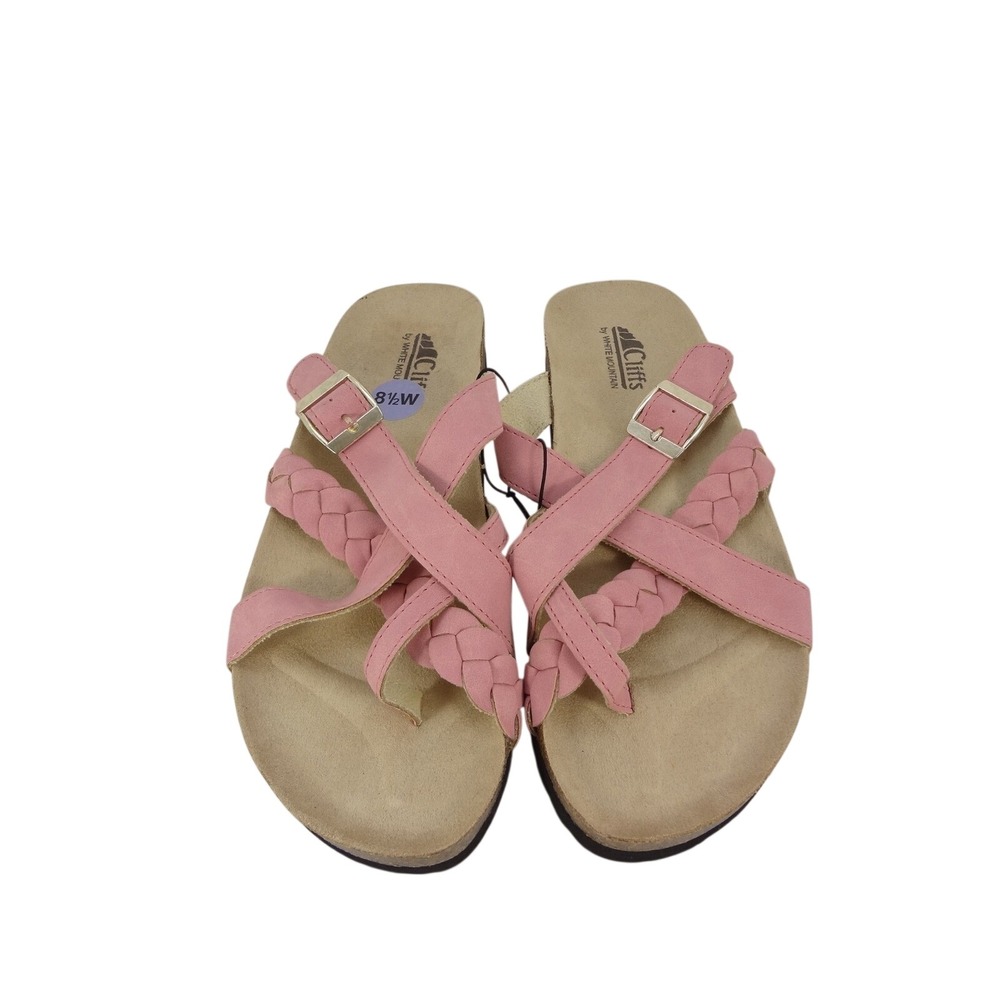NEW! Cliffs by White Mountain Harrington Women Pink Braided Buckle Sandals 8.5